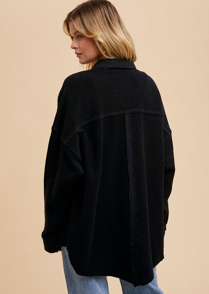 Cozy Sweatshirt Button Down Shacket