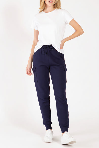 High Rise Cargo Sweatpants Jogger Pants in Navy ~ FINAL SALE