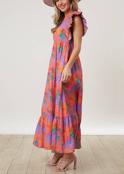 Spring Garden Cotton Gauze Floral Midi Dress