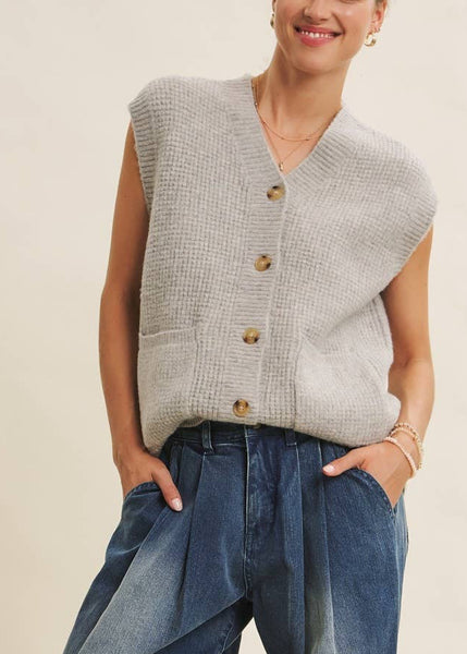 Waffle Textured Cozy Sweater Vest