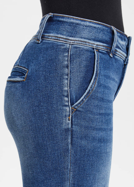 High Rise Straight Jeans with Raw Hem