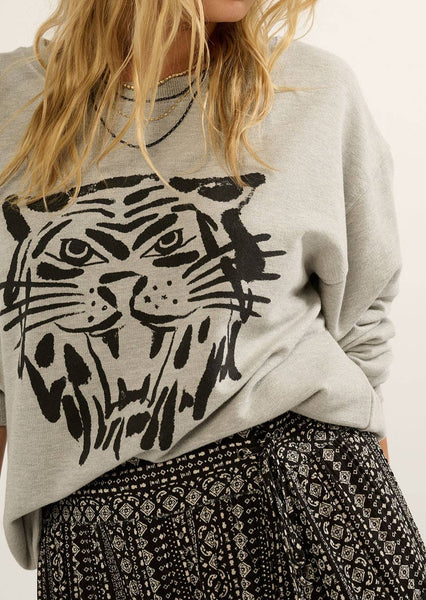 Tiger Vintage-Style French Terry Graphic Sweatshirt