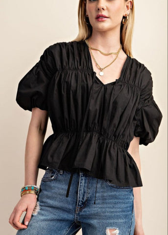 Anything But Basic Black Puff Sleeve Top