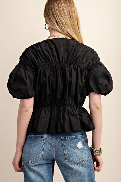 Anything But Basic Black Puff Sleeve Top