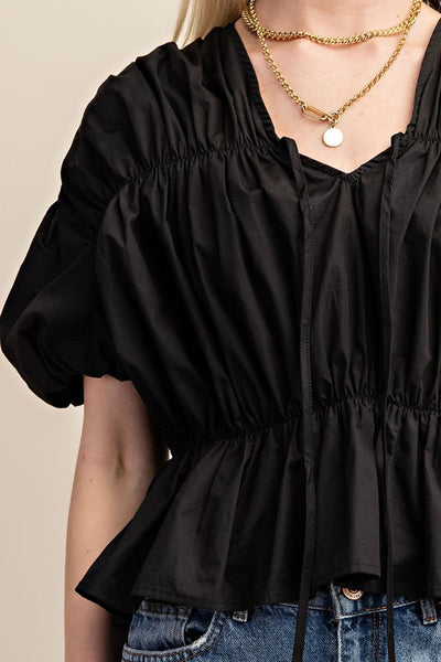 Anything But Basic Black Puff Sleeve Top
