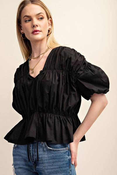 Anything But Basic Black Puff Sleeve Top