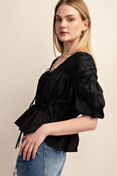 Anything But Basic Black Puff Sleeve Top