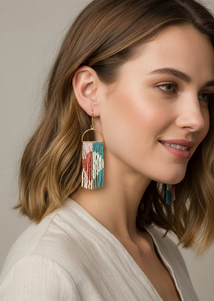 Beaded Multicolor Dangle Earrings