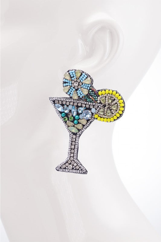 The Jeweled Martini Beaded Earrings