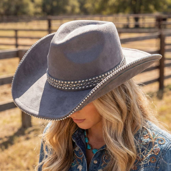 Studded Trim Western Cowboy Hat: DBR