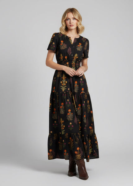 Floral Print Maxi Dress with Smocked Waist