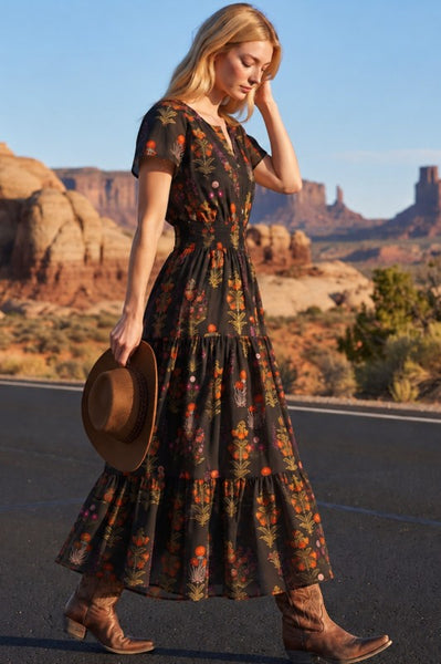 Floral Print Maxi Dress with Smocked Waist