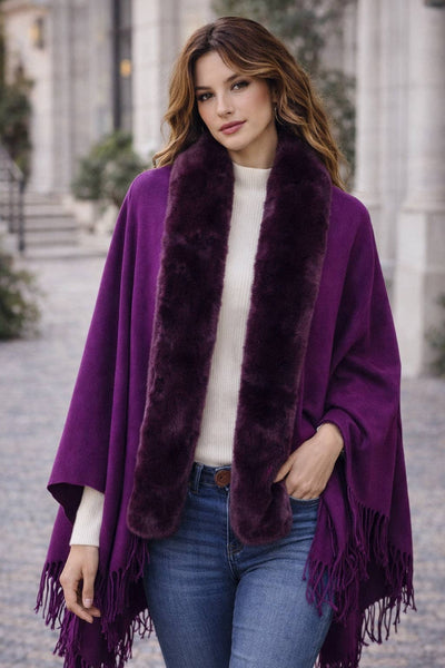 JC062843 16 Colors-Faux Fur Trim Softer Than Cashmere Scarf: Teal