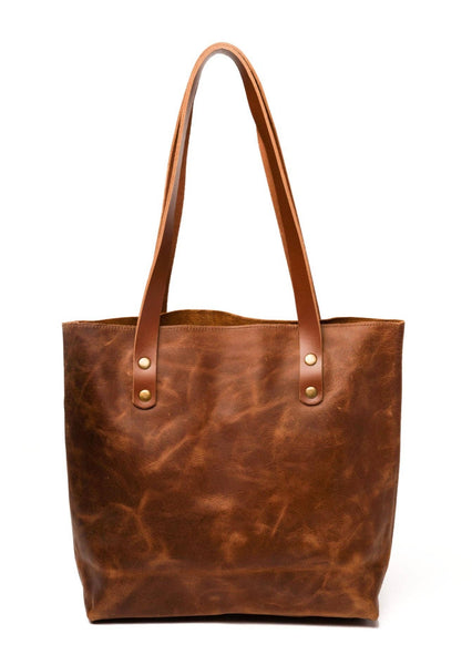 Classic Leather Tote in Saddle Brown