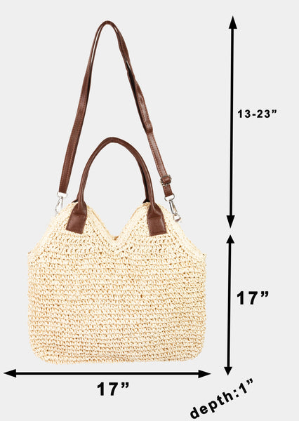 Straw Knit Shoulder Tote Bag