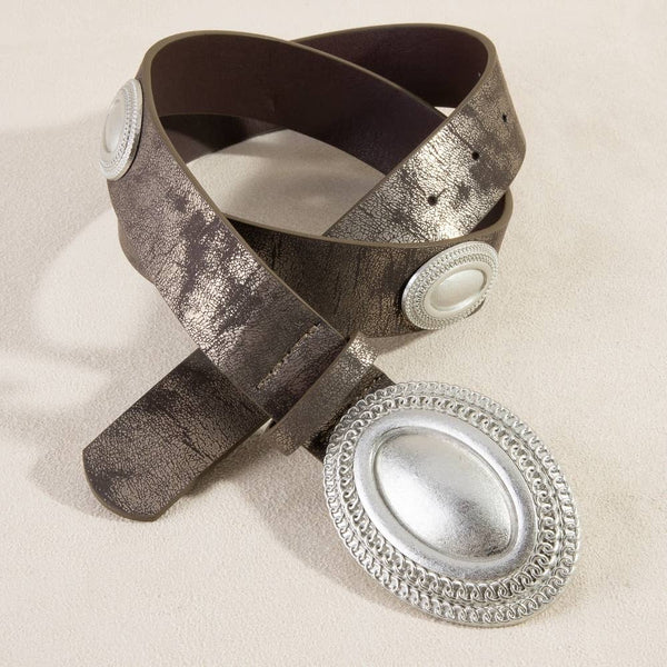 Western Ornate Ovals Vegan Leather Belt: GBR
