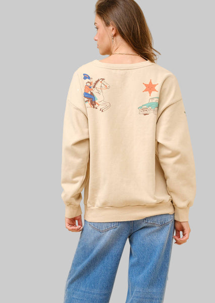 Western Vintage-inspired Graphic Howdy Sweatshirt