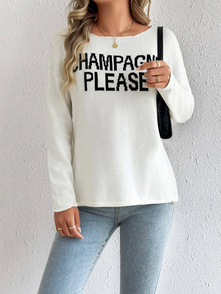 Champagne Please Slit Sweater