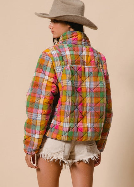 Vintage Vibes Plaid Quilted Jacket