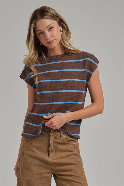 Chocolate Striped Fall Transitional Knit Top