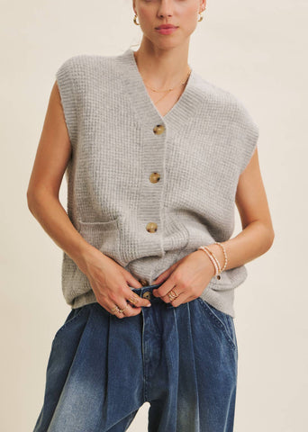 Waffle Textured Cozy Sweater Vest