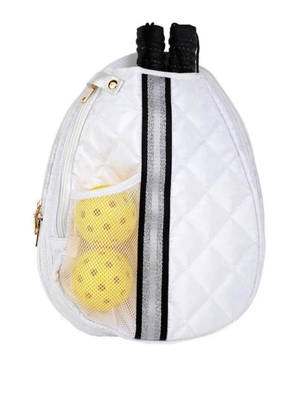White Quilted Pickle Ball Sling Bag