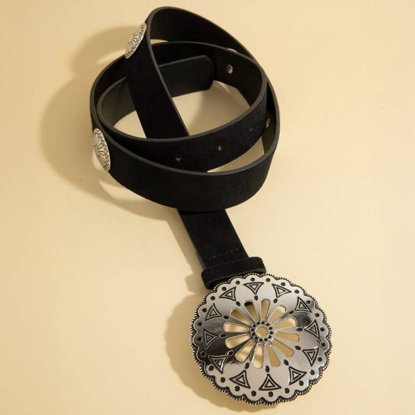 Round Western Concho Buckle Belt: SCO