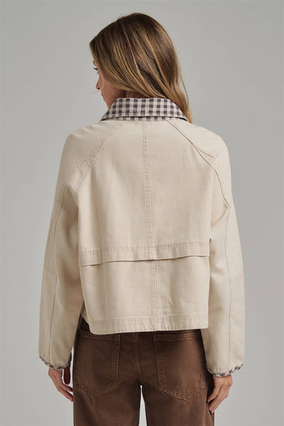 VINTAGE OXFORD CANVAS TWILL FALL JACKET_JLT00253-01: OLIVE/OATMEAL / S-M-L(2-2-2)