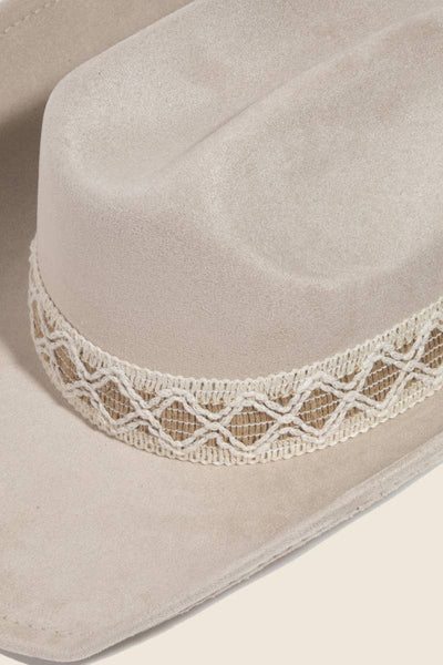 Ivory  Braided Strap Cowboy Hat