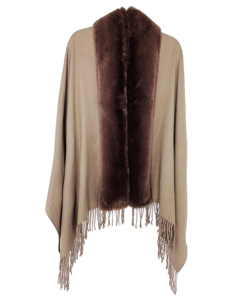 JC062843 16 Colors-Faux Fur Trim Softer Than Cashmere Scarf: Teal