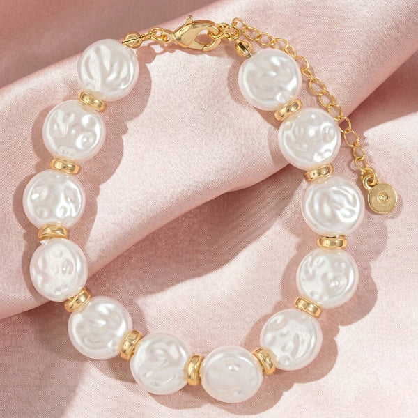 Coin Pearl Beaded Station Bracelet