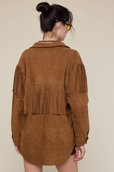 WESTERN STYLE CAMEL COLOR FRINGE POINT JACKET: CAMEL / S