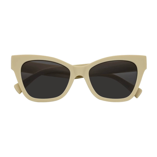 AUDREY - Womens Oversize Mid Century Modern Cat Eye Sunglasses Cream Smoke Tint