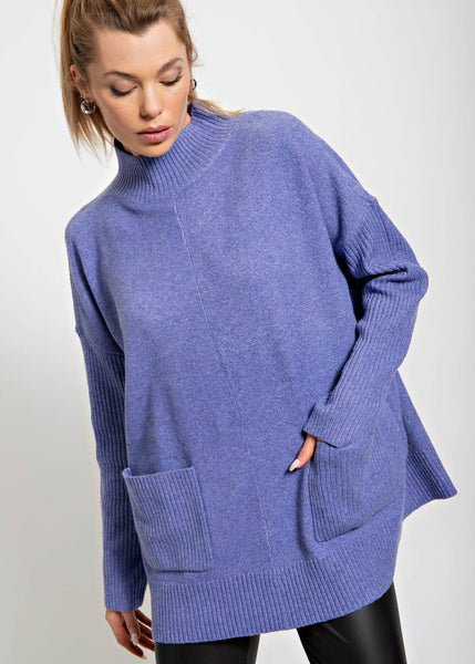 Cuddly Mock Neck Poncho Sweater