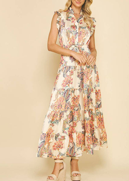 Floral Print Tiered Maxi Dress