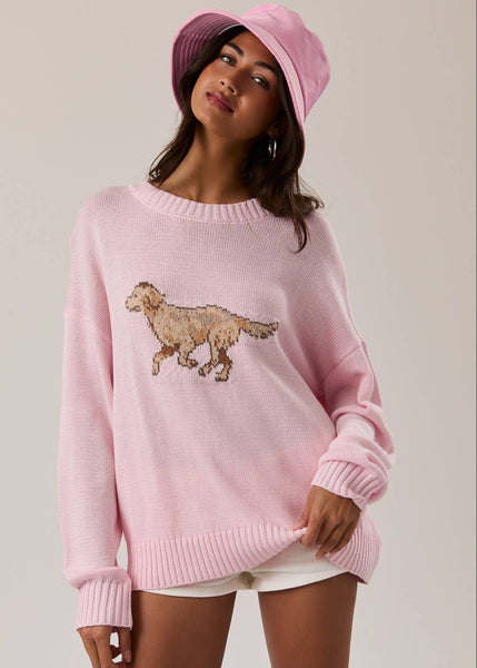 Golden Retriever Lover Pink Sweater