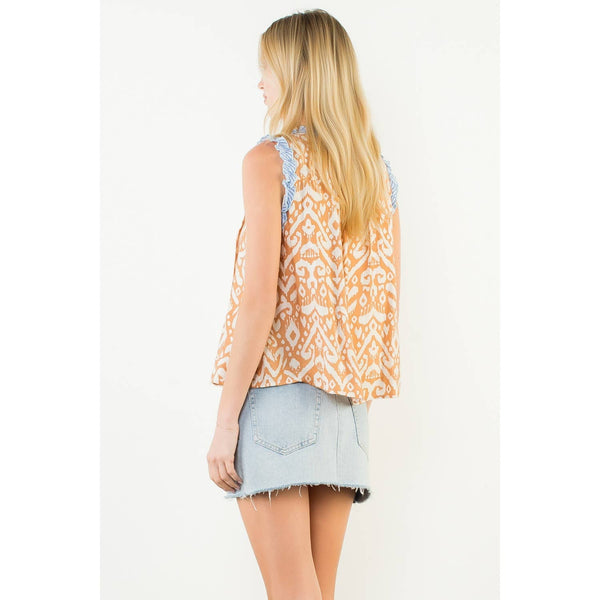 Sleeveless Abstract Pattern Top