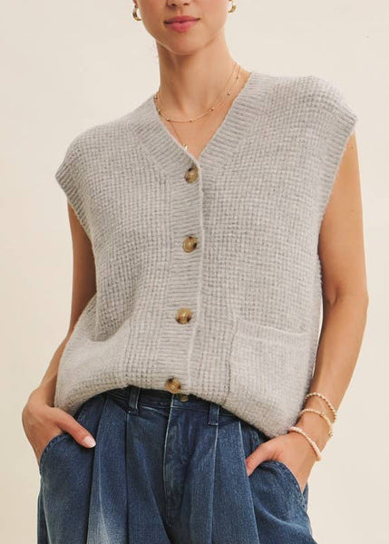 Waffle Textured Cozy Sweater Vest