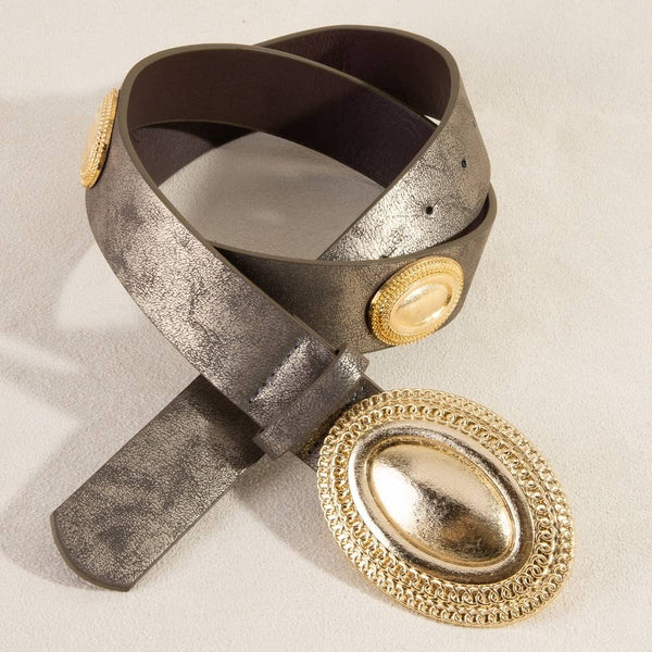 Western Ornate Ovals Vegan Leather Belt: GBR