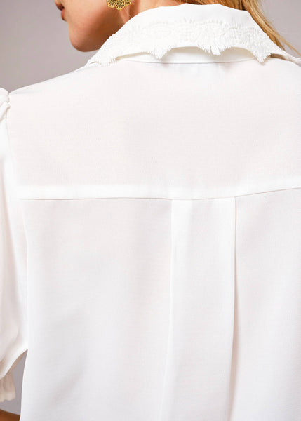 Betty Boots Cactus Print Lace Collar Blouse