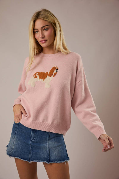 Dog Lover King Charles Spaniel Crew Neck Sweater