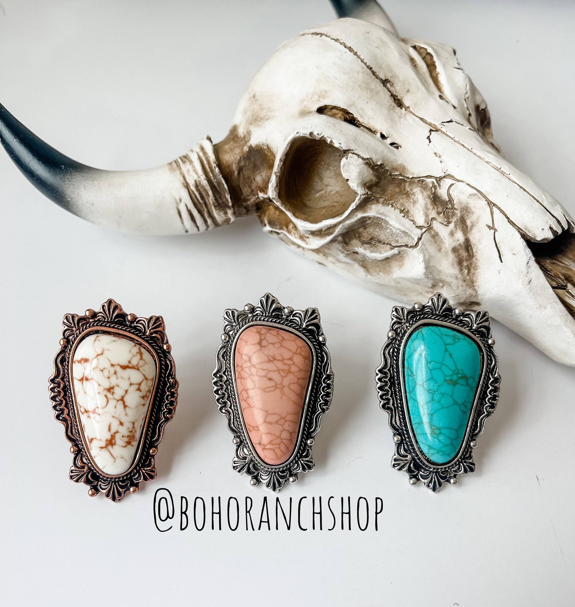 Oversized Western Navajo Statement Ring: White
