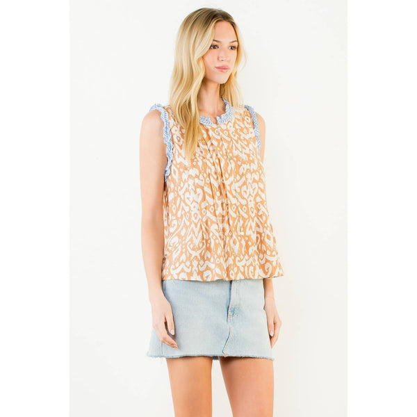 Sleeveless Abstract Pattern Top
