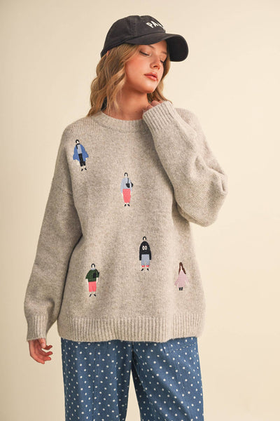 Super Soft Embroidered Sweater in Oatmeal