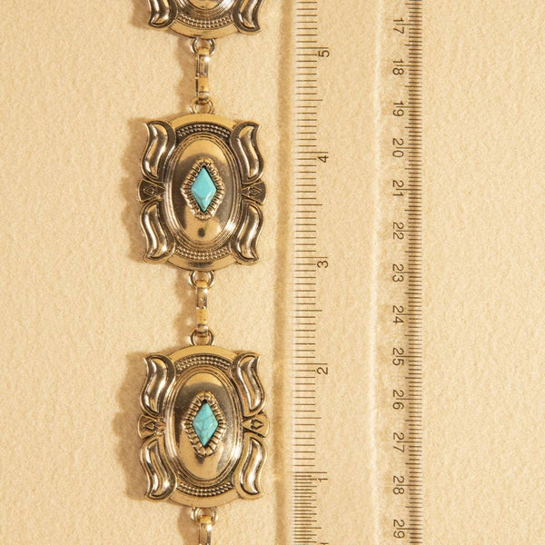Turquoise Concho Chain Link Belt