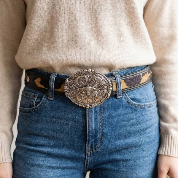 Longhorn Western Buckle Vegan Leather Belt