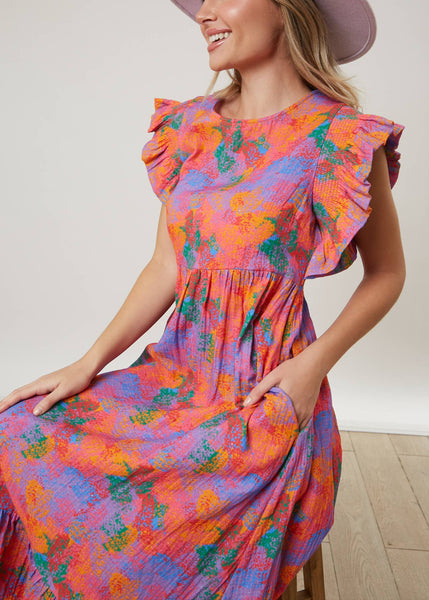 Spring Garden Cotton Gauze Floral Midi Dress