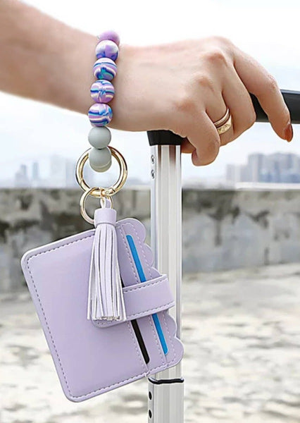 Wallet Wristlet Silicone Bead Tassel Keychains