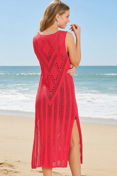 Coral Crochet Knit Beach Cover Up