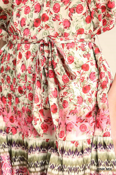 Floral Print Tie Waist Dress